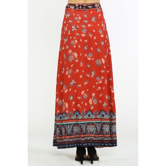 Jealous Tomato Bohemian Maxi Skirt Tie Waist Slit - Picture 4 of 9